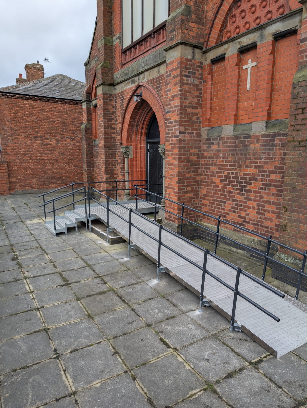 Enable Access Welcome Ramp System installed at a church entrance in Wigan